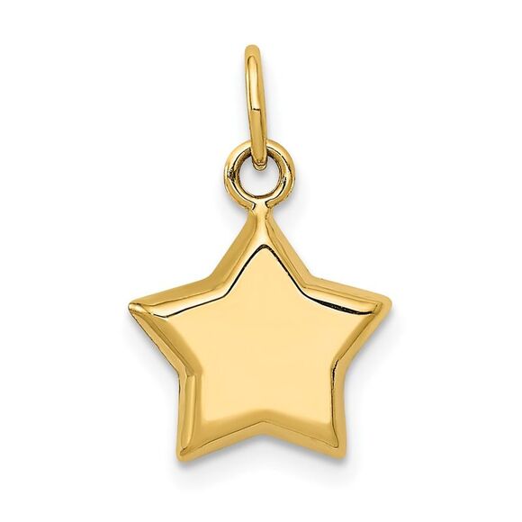 14k Yellow Gold 11mm Puffed Star Charm - Picture 1 of 7